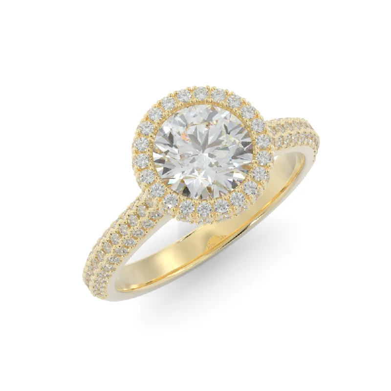 Firelight 3-row band Natural Round Cut Diamond Engagement Ring