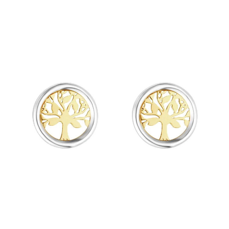 10K Two Tone Gold Celtic Tree Of Life Earrings