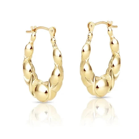 10k Yellow Gold XO Design Hoop Earrings