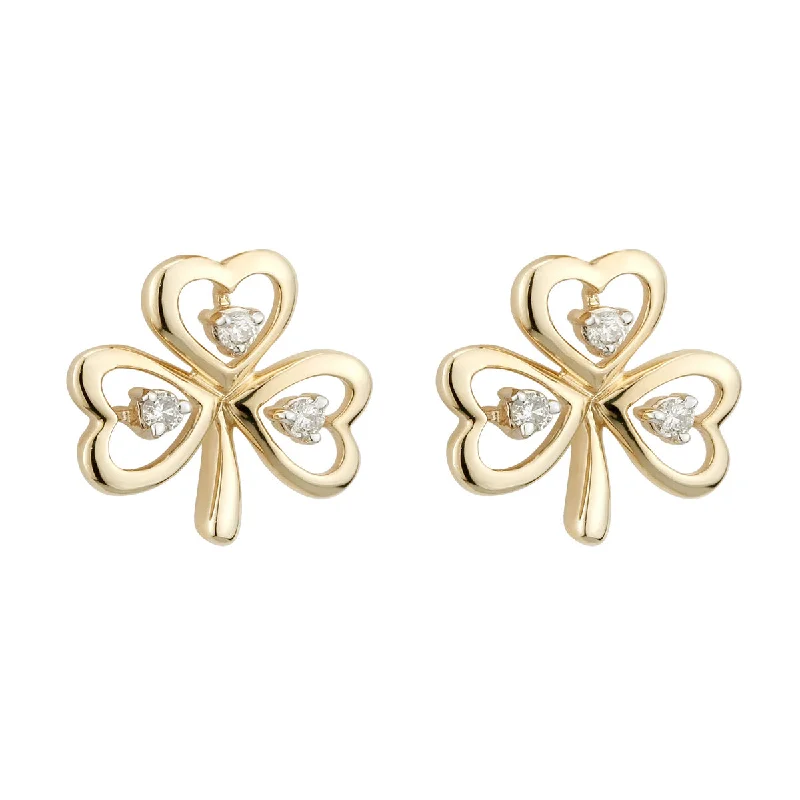 14K Diamond Shamrock Earrings