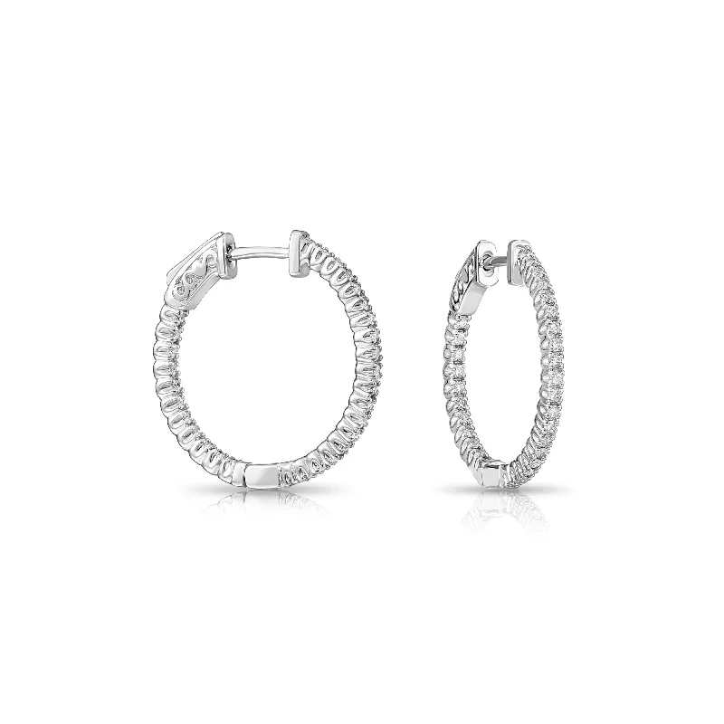 14k White Gold Diamond Hoop Earrings, 0.65 carats