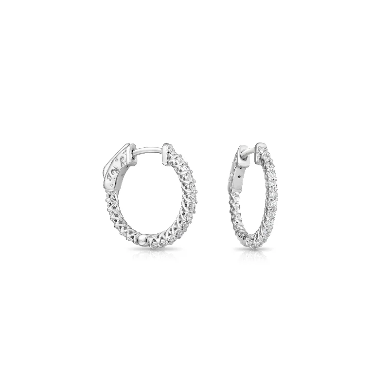 14k White Gold Diamond Hoop Earrings, 0.52 carats