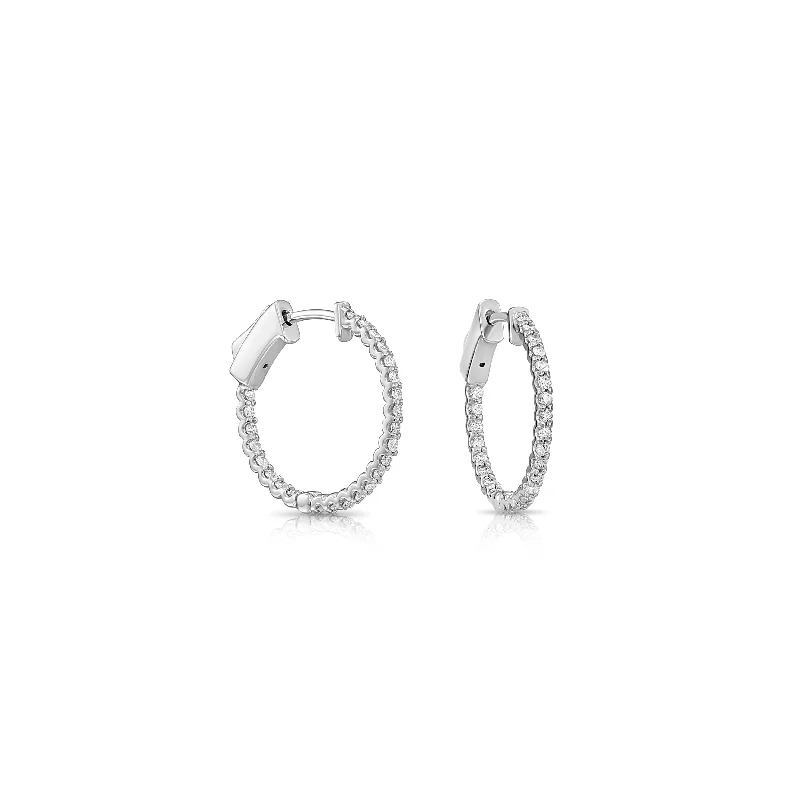 14k White Gold Diamond Hoop Earrings, 0.52 carats