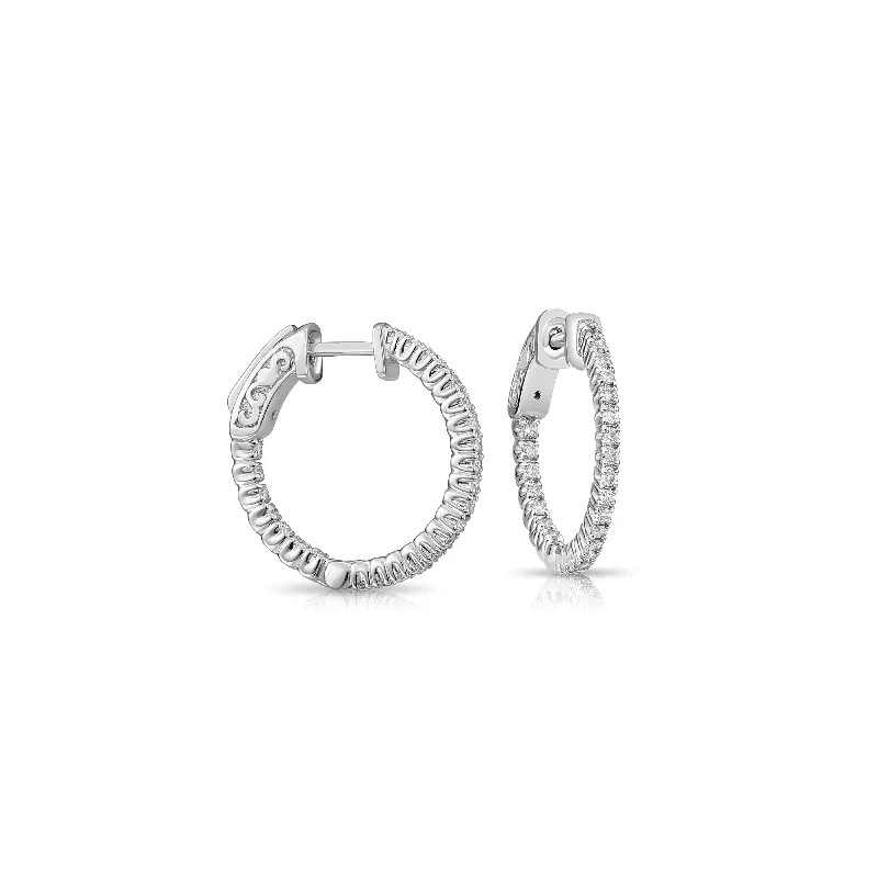 14k White Gold Diamond Hoop Earrings, 0.52 carats