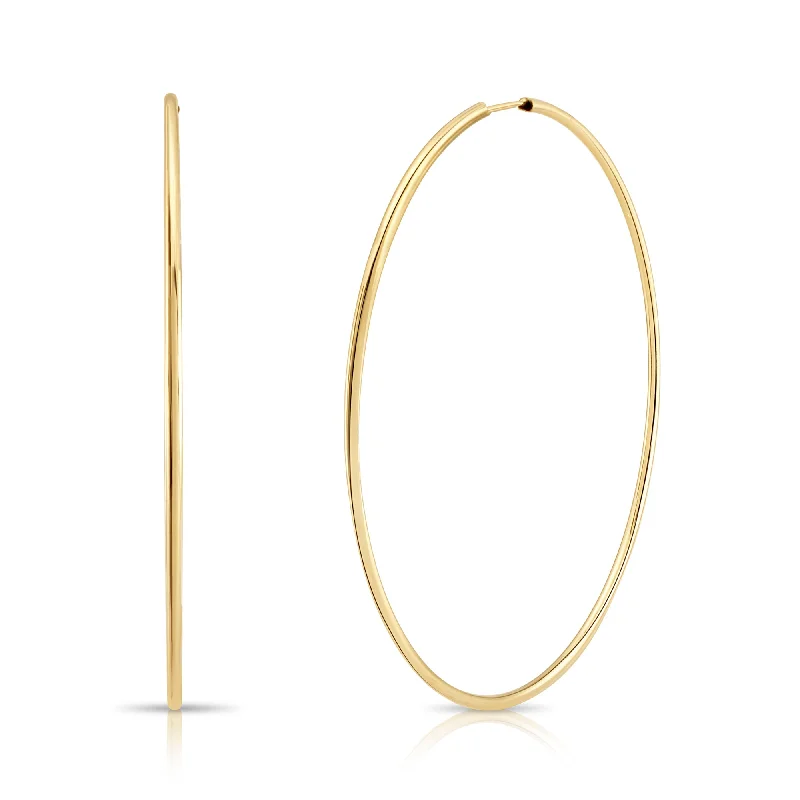 14K Yellow Gold Endless 2.5 Inch Endless Hoop Earrings