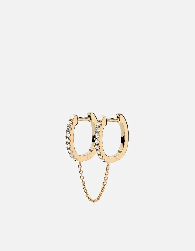 Avery Huggie Earring, 14k Gold Pavé