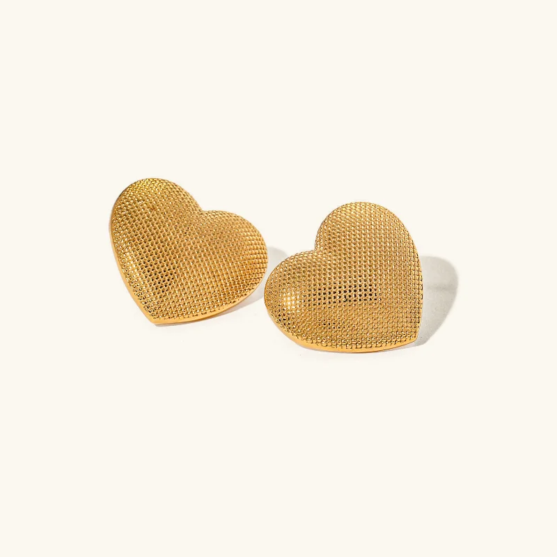 Cecelia Textured Heart Earrings