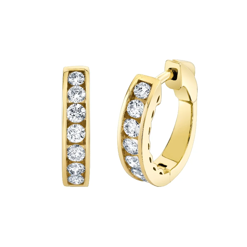 Channel Set Diamond Hoops