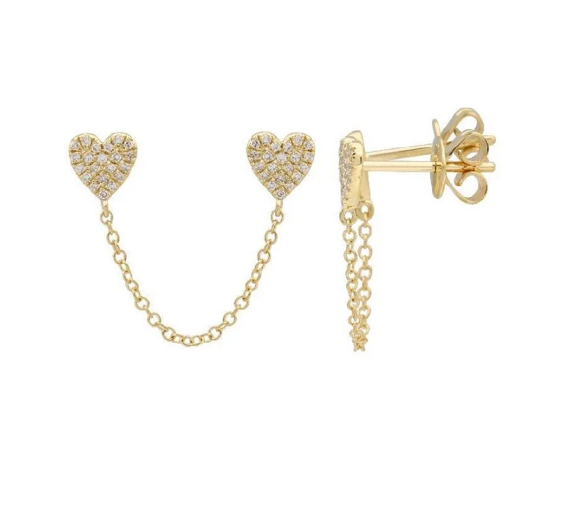 Double Pave Heart Chain Earrings-pre Order