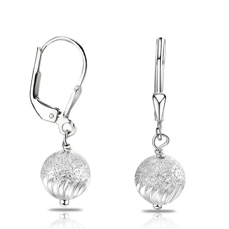 Dangling Ball Earrings with Engravings in Sterling Silver