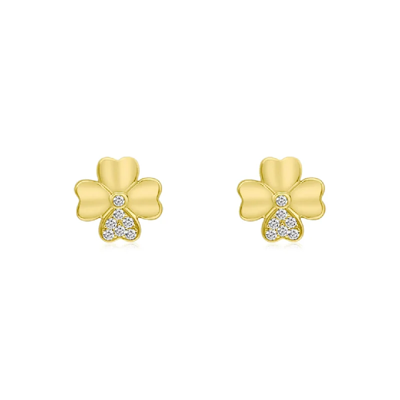 Diamond Clover Leaf Studs