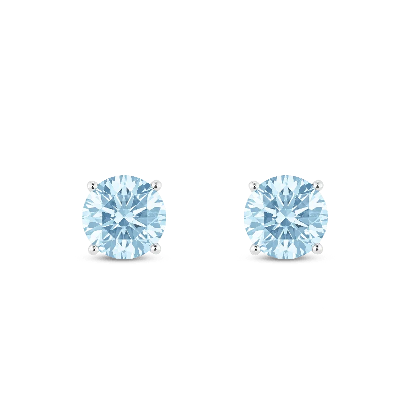 The Blue Round Brilliant Solitaire Studs