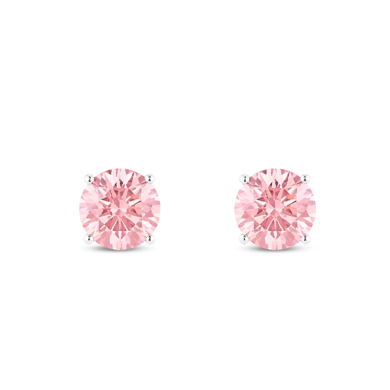 The Pink Round Brilliant Solitaire Studs