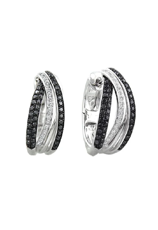 14K White Gold Black and White Diamond Earrings, .71 TCW