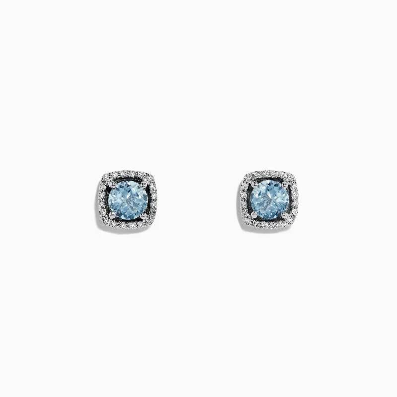 Aquarius 14K White Gold Aquamarine and Diamond Earrings, 0.88 TCW