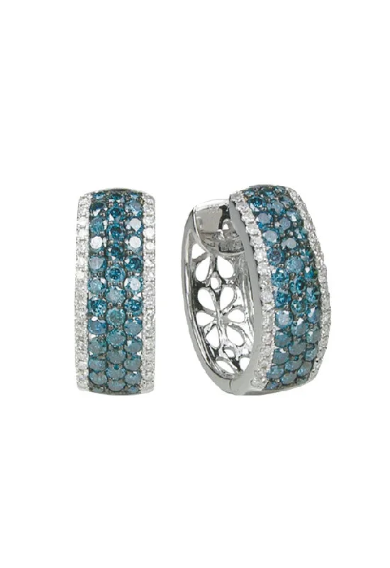 Bella Bleu 14K White Gold Blue and White Diamond Earrings, 1.30 TCW