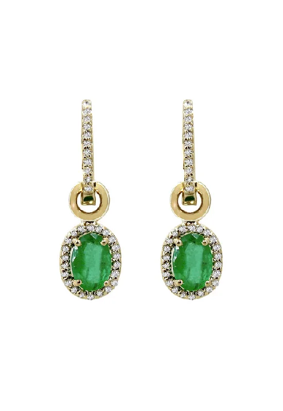 Brasilica 14K Yellow Gold Emerald and Diamond Earrings, 1.78 TCW