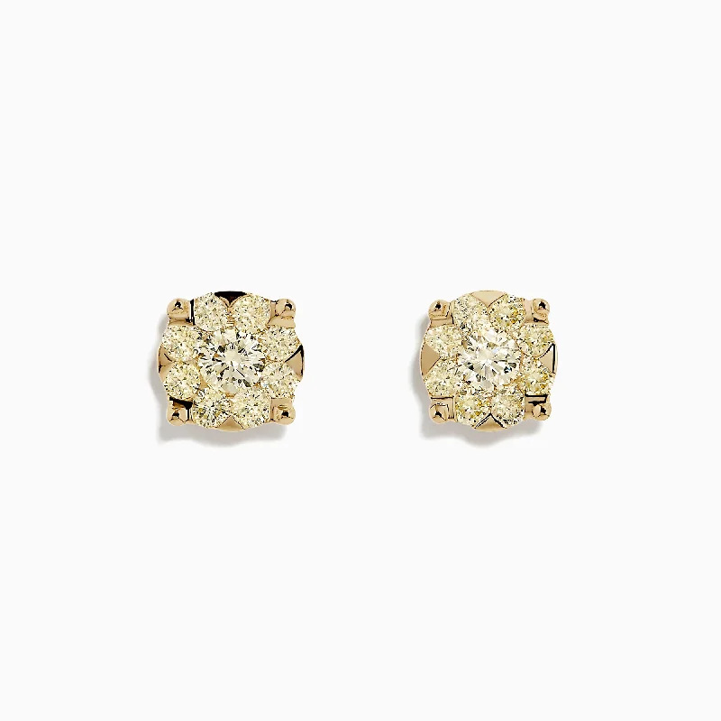 Canare 14K Yellow Gold Yellow Diamond Bouquet Earrings, 1.41 TCW