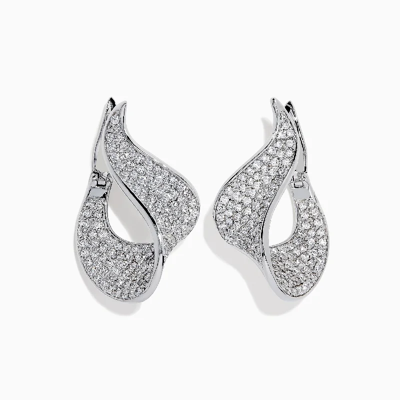 Pave Classica 14 Karat White Gold Diamond Earrings, 2.25 TCW