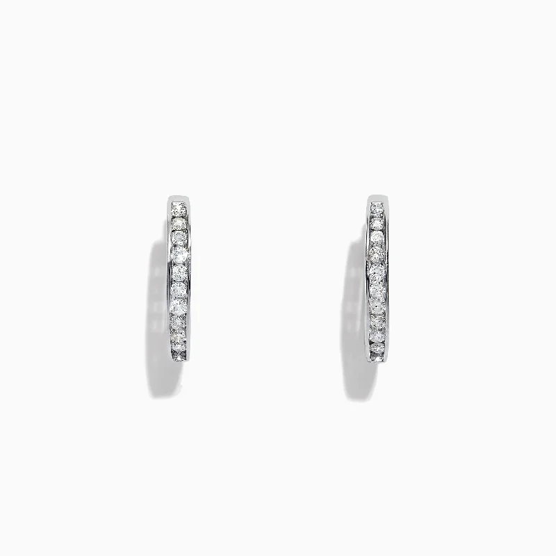 Pave Classica 14K White Gold Channel-Set Diamond Hoop Earrings, 0.48 TCW