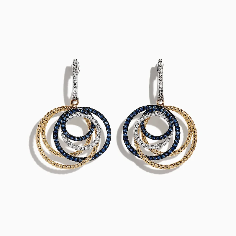 Royale Bleu 14K 2-Tone Gold Sapphire & Diamond Earrings, 1.11 TCW