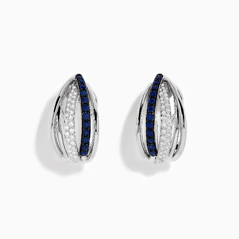 Royale Bleu 14K White Gold Blue Sapphire & Diamond Earrings, 0.62 TCW