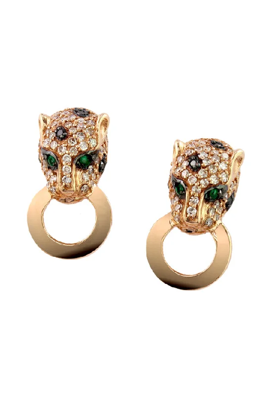 Signature 14K Rose Gold Diamond & Emerald Earrings, 0.65 TCW