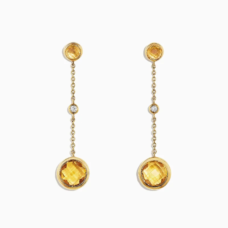 Sunset 14K Yellow Gold Citrine and Diamond Earrings, 2.54 TCW