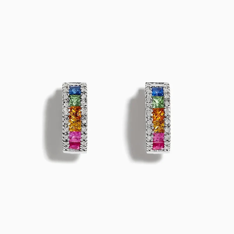 Watercolors 14K White Gold Sapphire & Diamond Earrings, 1.76 TCW