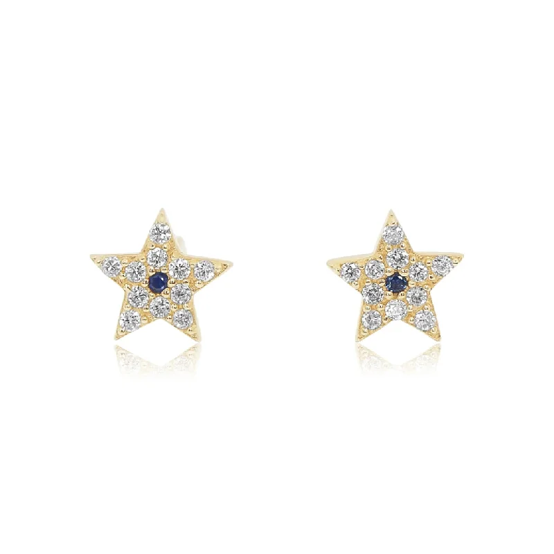 Sapphire and Diamond Star Studs