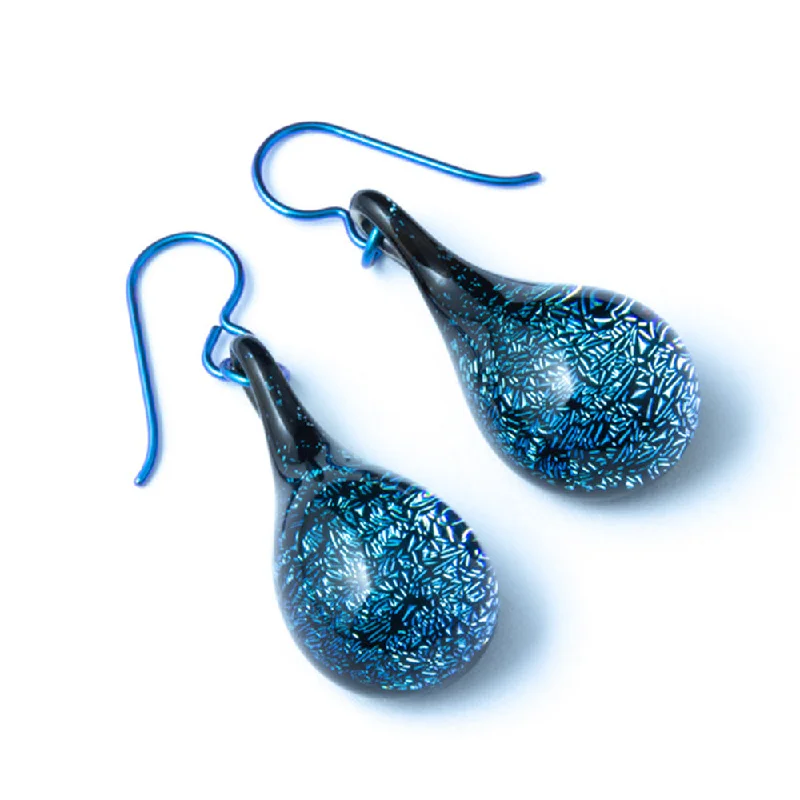 Dichroic Glass Earrings - Blue