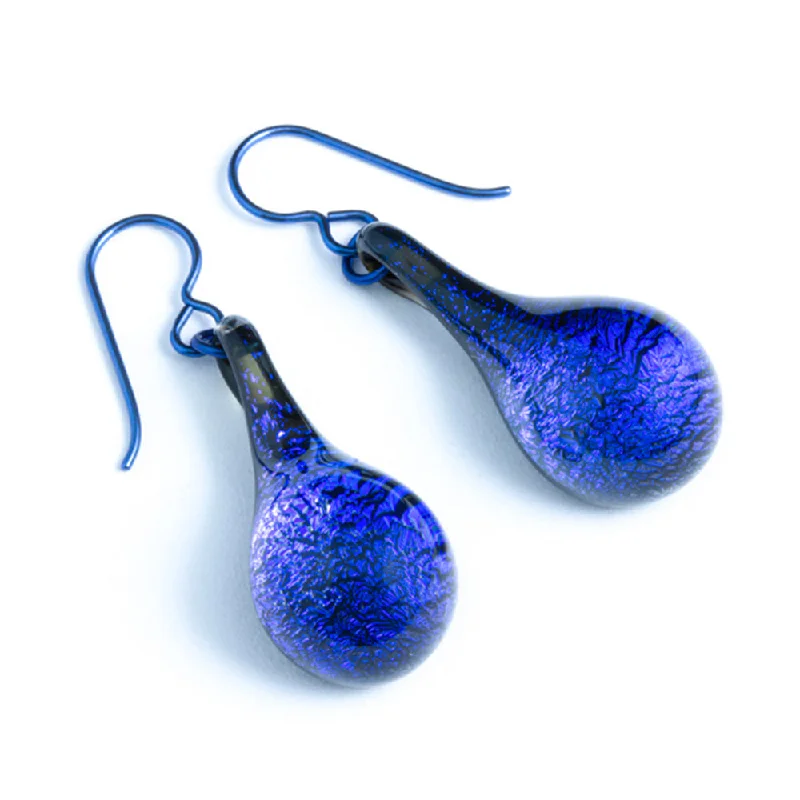 Dichroic Glass Earrings - Blue Purple