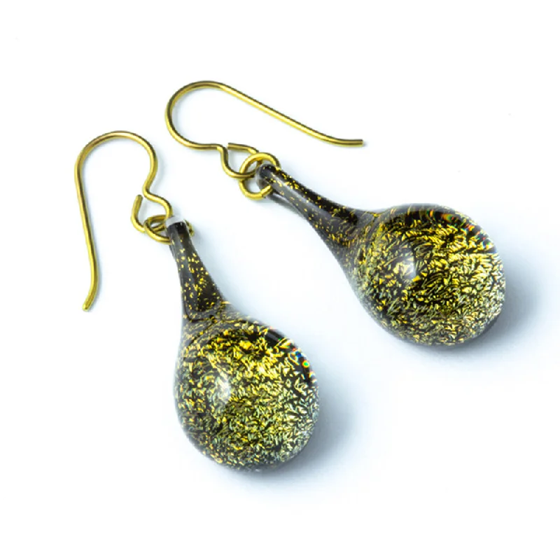 Dichroic Glass Earrings - Gold