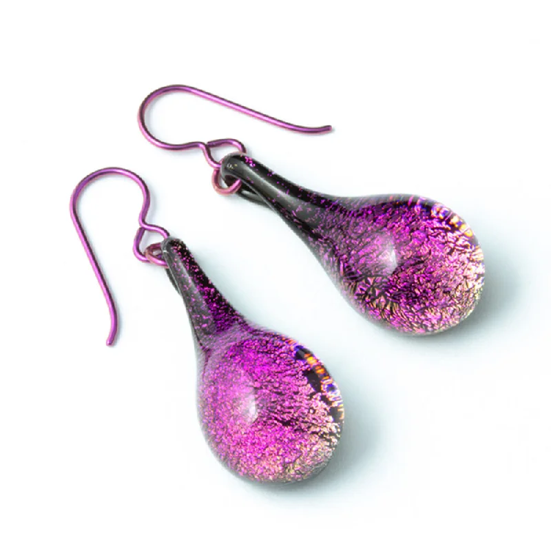 Dichroic Glass Earrings - Pink