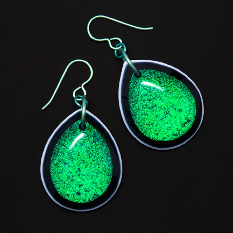 Shield Glass Earrings - Aqua