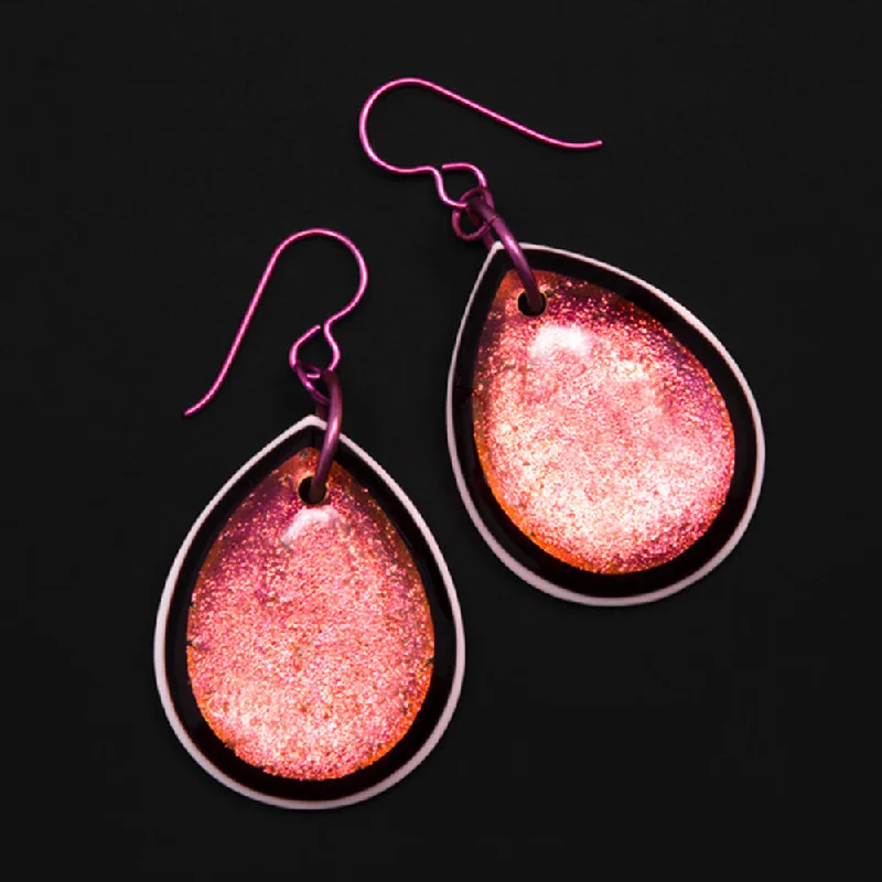 Shield Glass Earrings - Pink