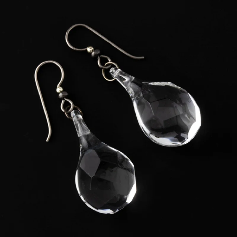 Simple Bling Glass Earrings - Crystal