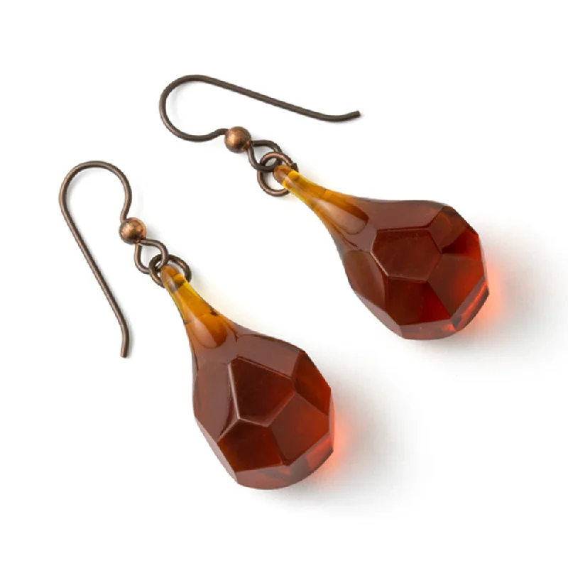 Simple Bling Glass Earrings - Honey