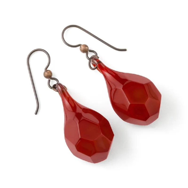 Simple Bling Glass Earrings - Ruby