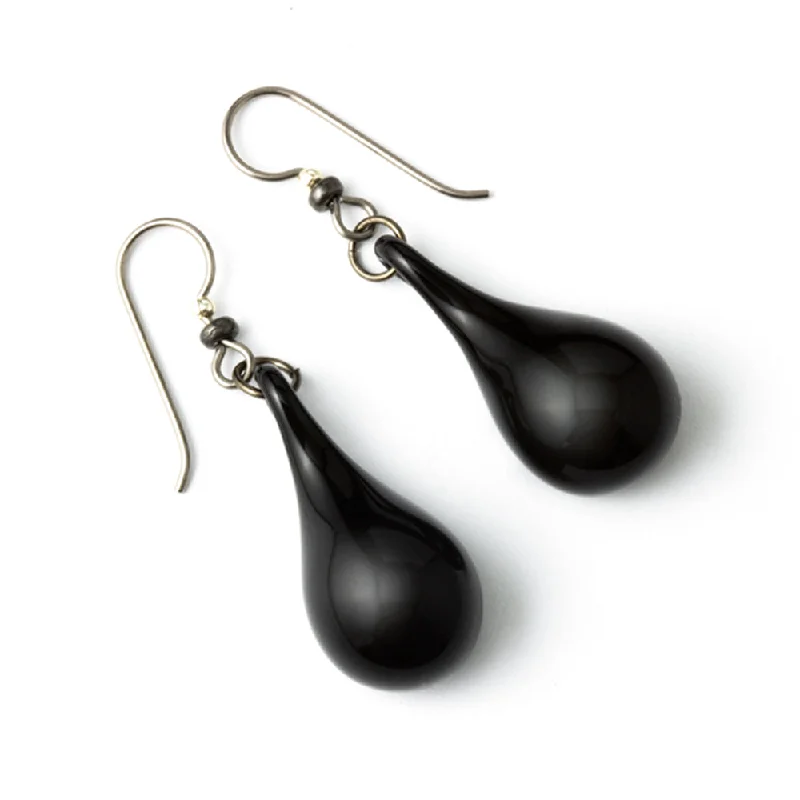 Simple Glass Earrings - Black