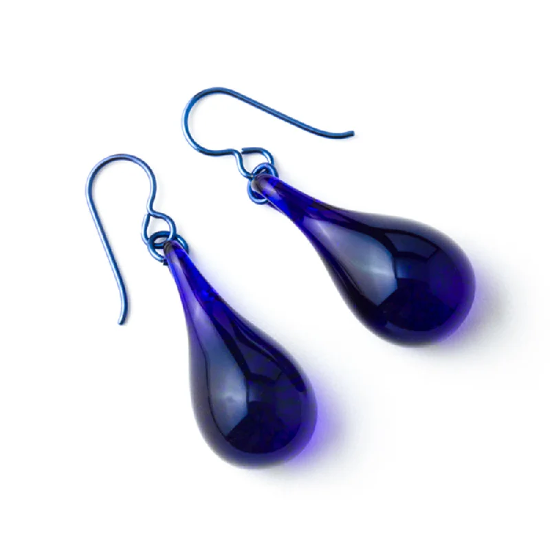 Simple Glass Earrings - Cobalt