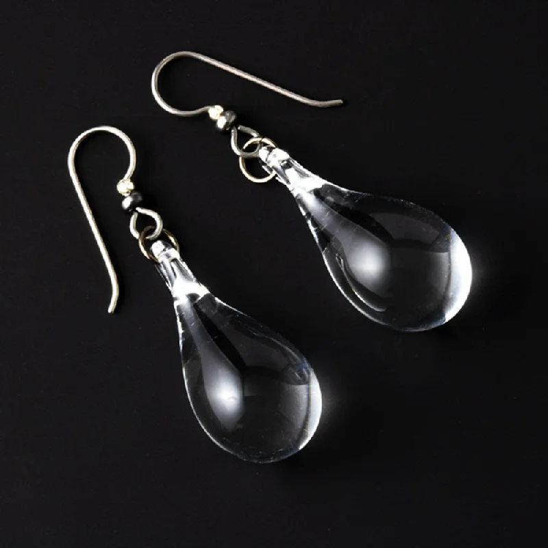 Simple Glass Earrings - Crystal