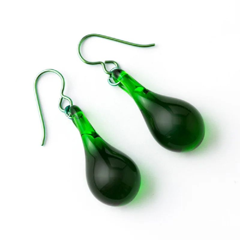 Simple Glass Earrings - Emerald