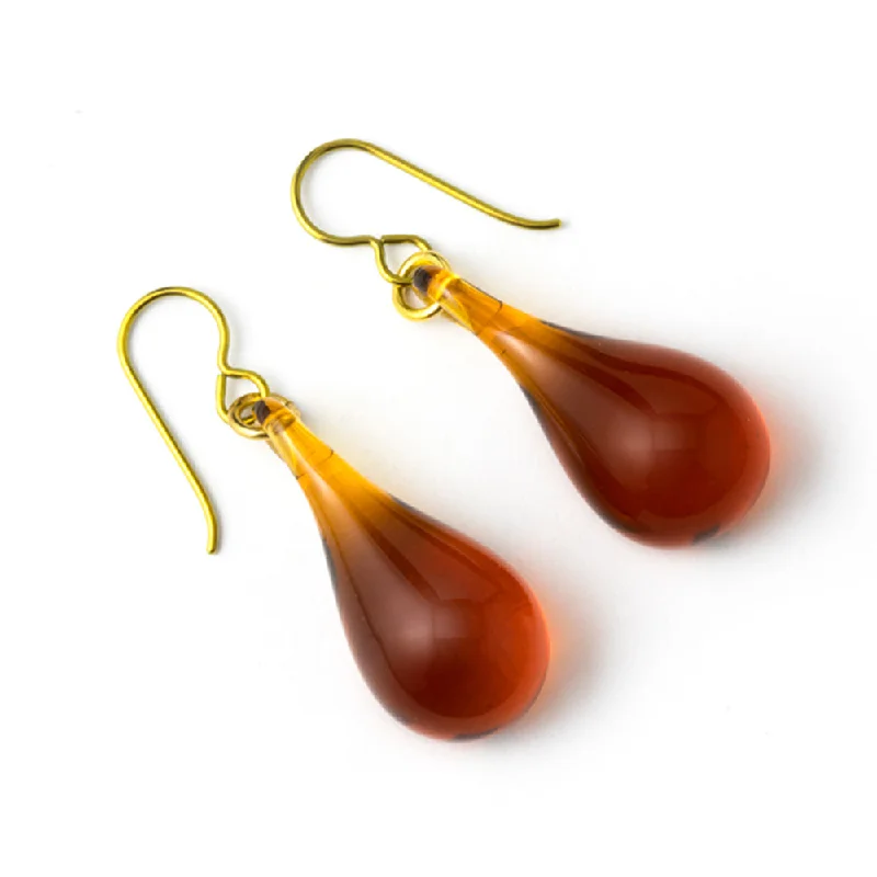 Simple Glass Earrings - Honey