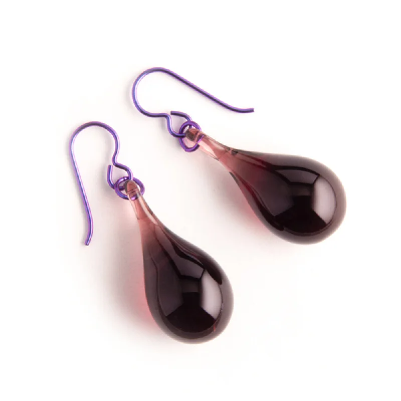 Simple Glass Earrings - Purple