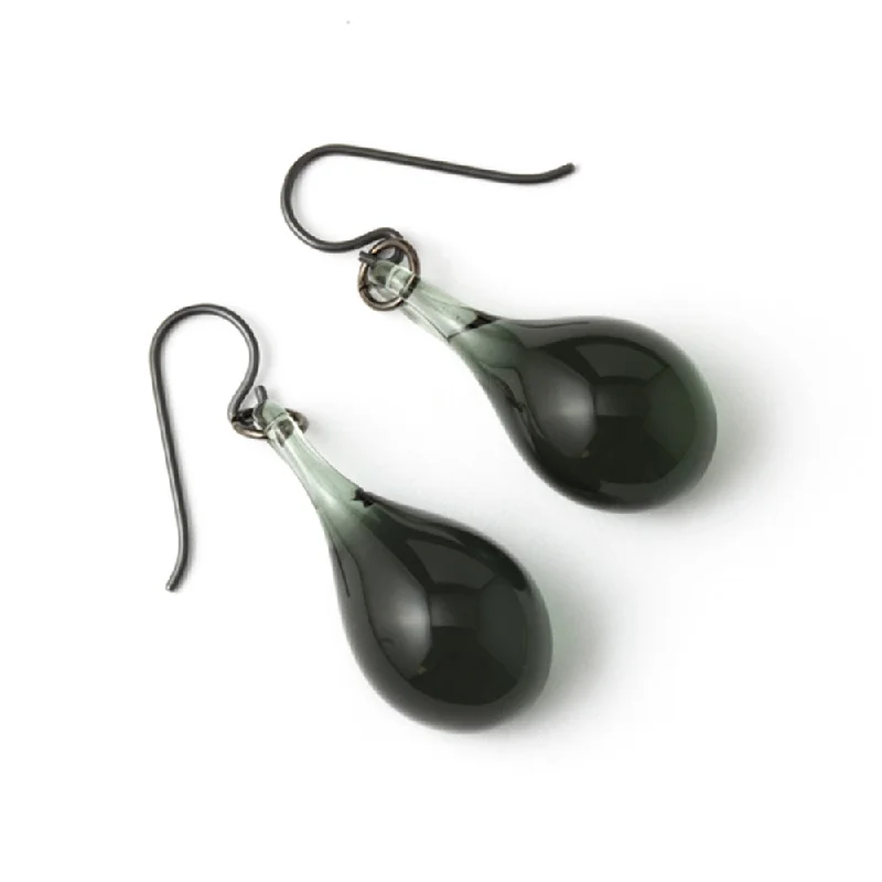 Simple Glass Earrings - Smoke