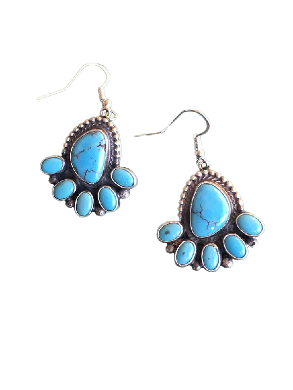 Like a Bear Footprint Turquoise French Wire Earrings