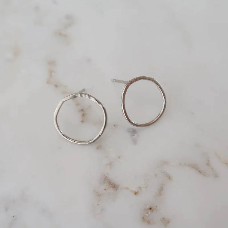 Medium Hoop Studs White Gold