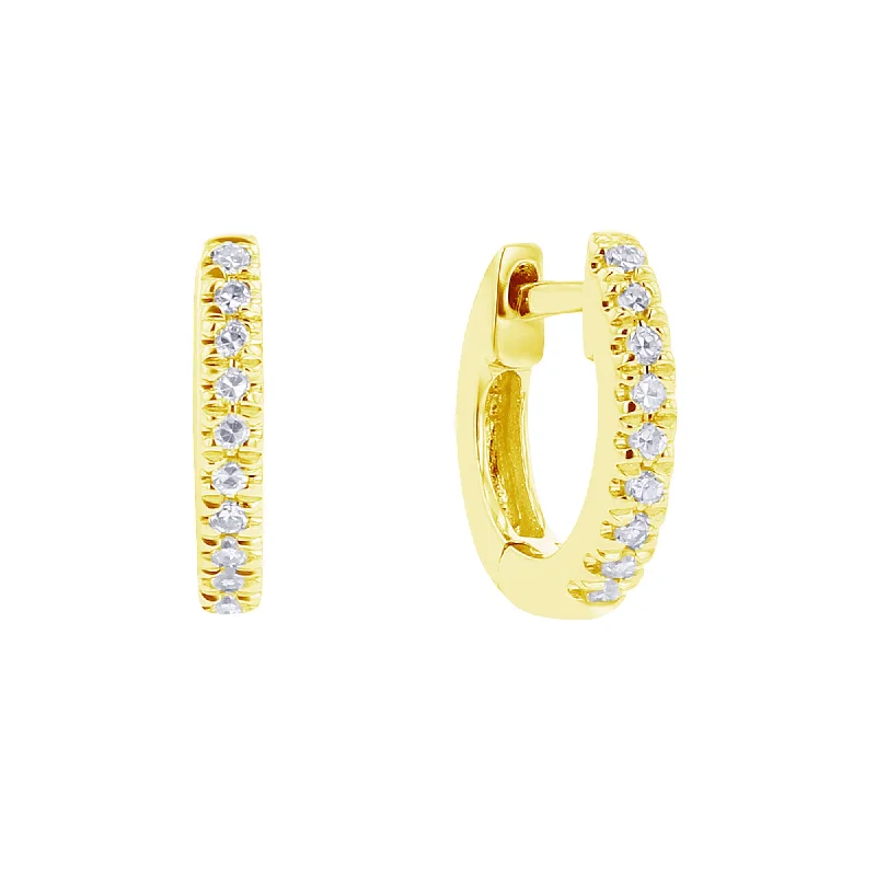 Mini Classic Pave Diamond Huggie Hoop Earrings