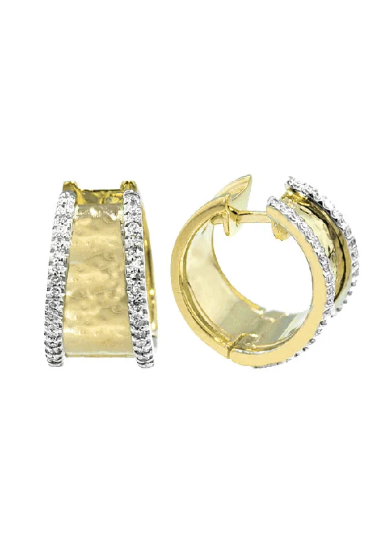 D'Oro 14K Two Tone Diamond Hoop Earrings, 0.40 TCW